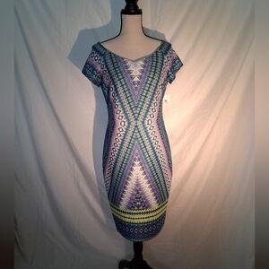Womens Midi Dress Size 14 Multicolor